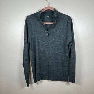Smartwool Kiva Ridge 1/4 Zip Blue Merino Wool Blend Base Layer Sweater Mens Med